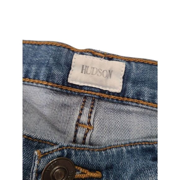 Hudson Straight Jeans Womens 27 Blue Denim Mid Rise Distressed 5-Pockets Casual - Picture 4 of 7